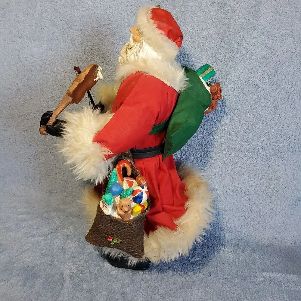Vintage Santa Claus Figurine Playing Violin Fiddle Toy Sack Philippines **FLAW**